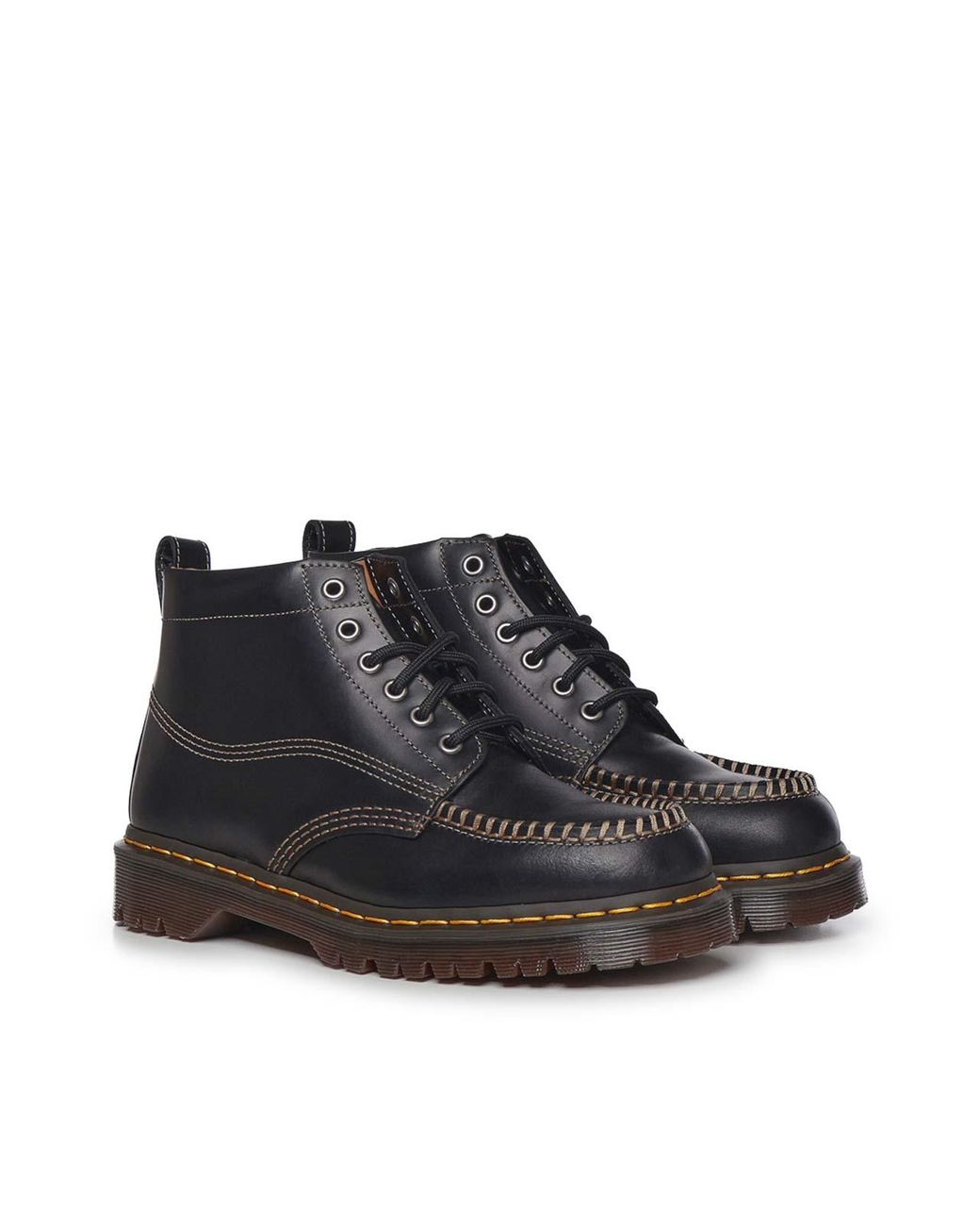 Dr. Martens Black Lowell Leather Moc-Toe Chukka Boots for men