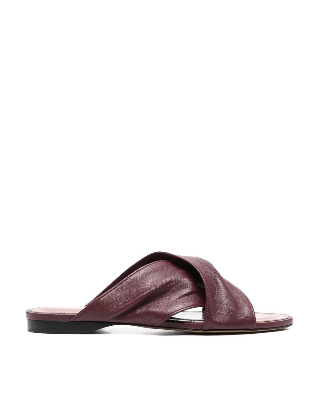 Paris Texas Brown Crossstrap Leather Slides
