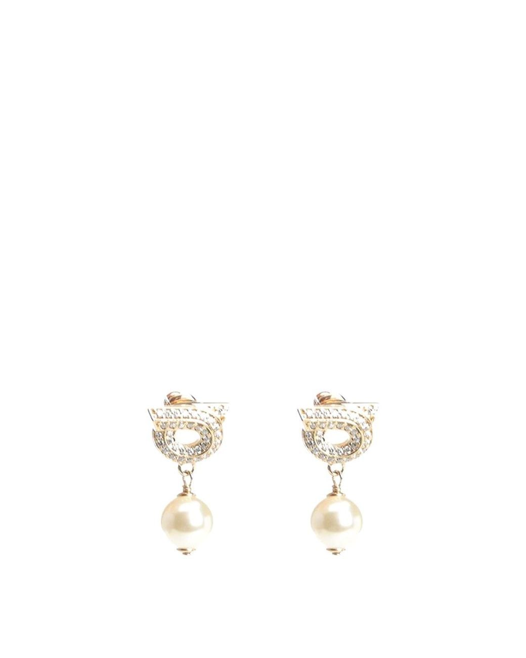Ferragamo White Gancini Earrings