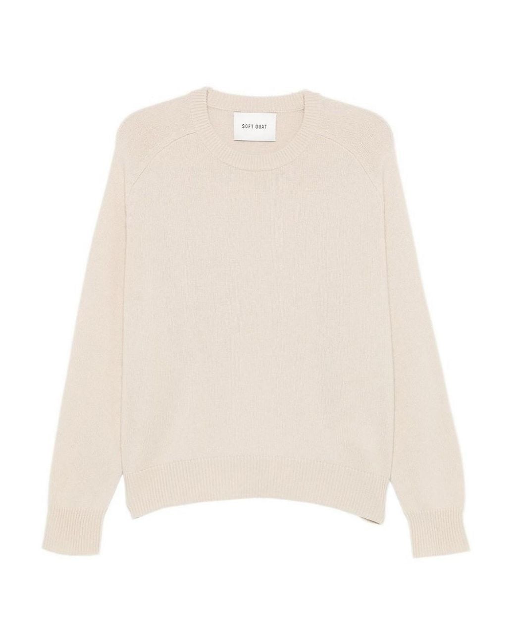 Soft Goat White Wool Crewneck Jumper