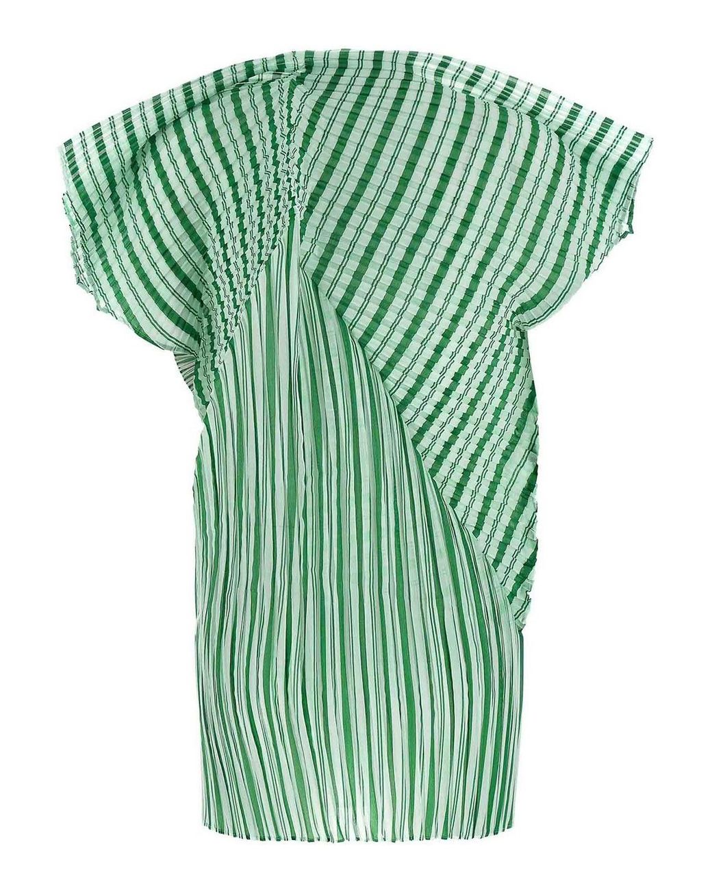 Issey Miyake Green 'Generic Stripes (Machine Pleats) Top