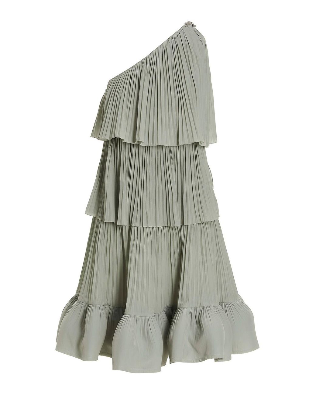 Lanvin Gray Pleated Flounced Dress