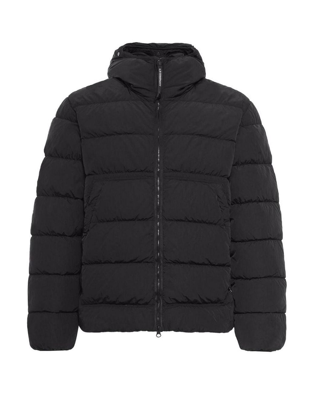 C P Company Black Short Hooded Down Jacket for men