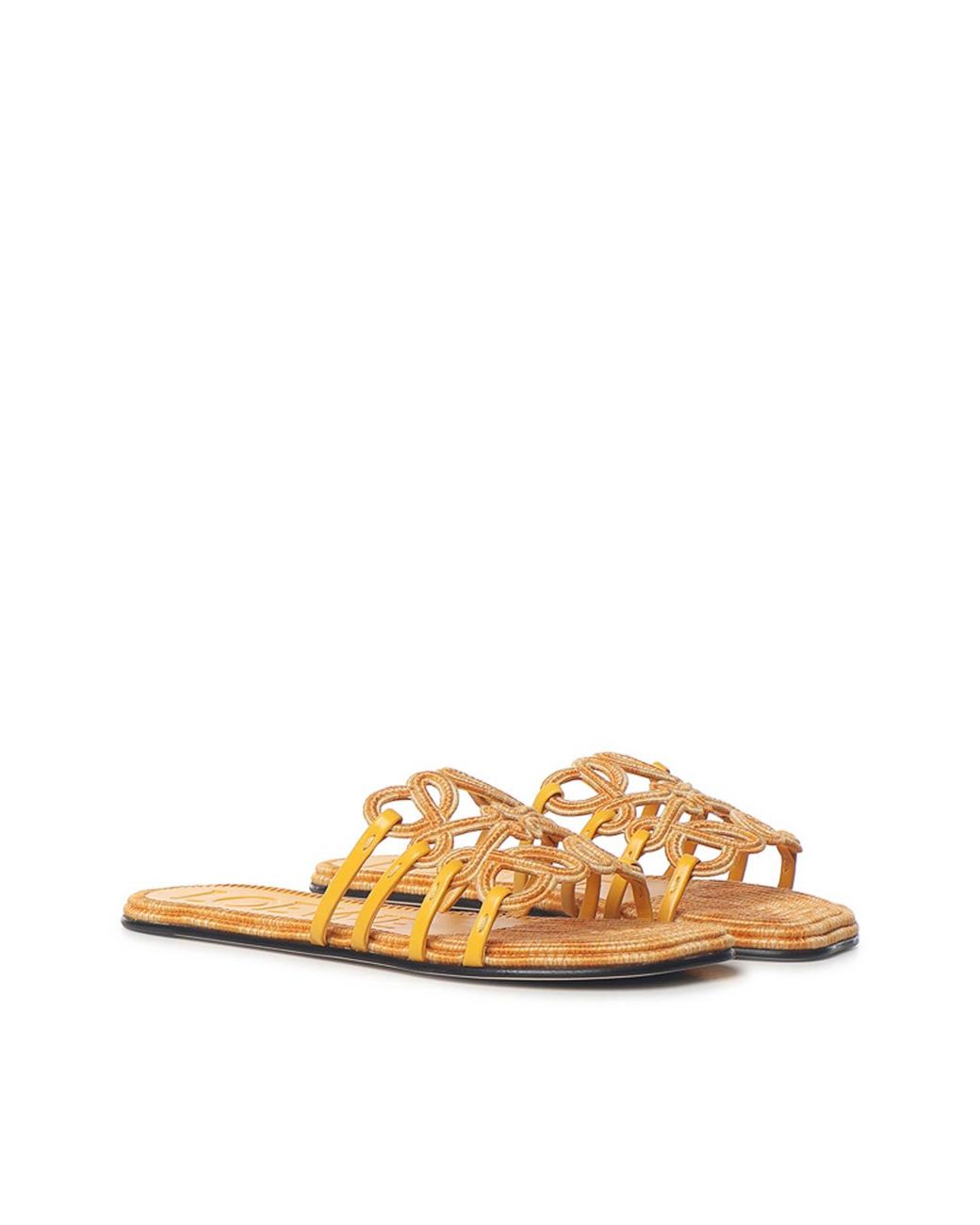 Loewe Metallic Petal Anagram Embroidered Canvas Slides
