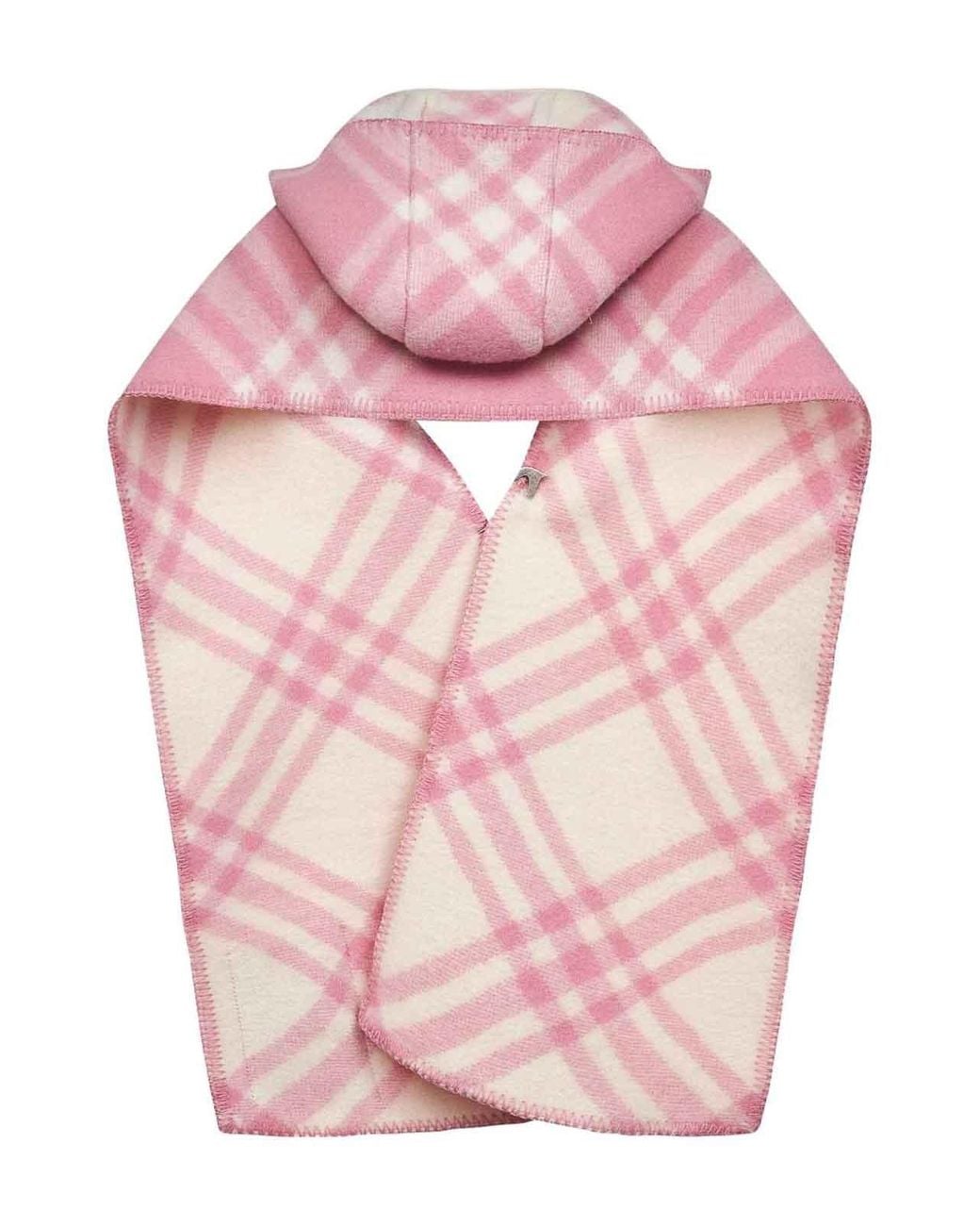 Burberry Pink Check Wool Hooded Scarf