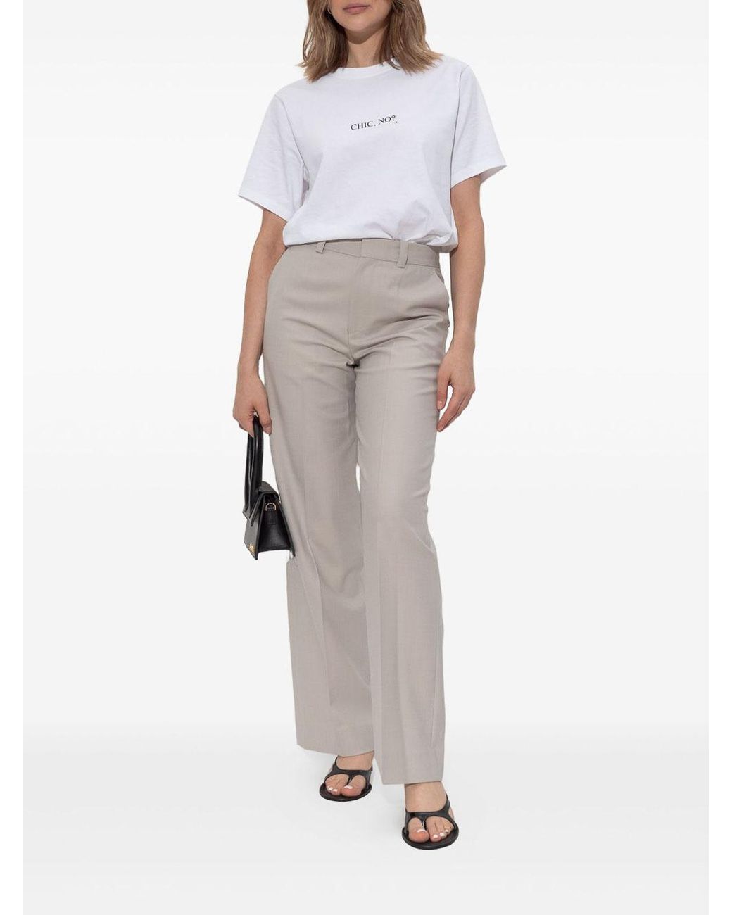 Victoria Beckham Gray Wide Leg Tailored Trousers