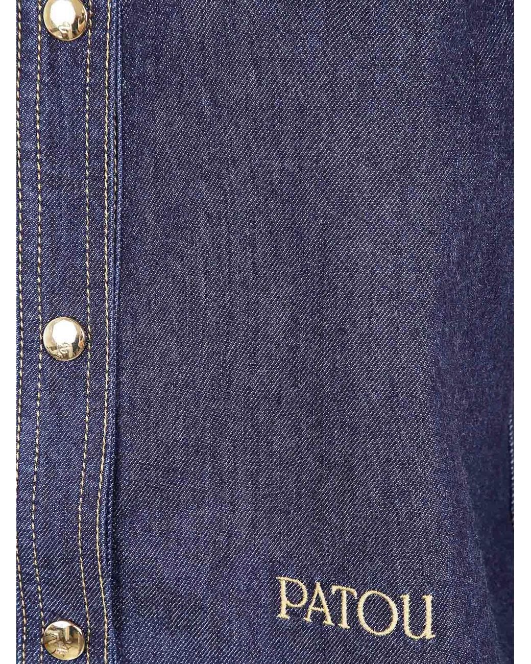 Patou Blue Ascot Collar Blouse