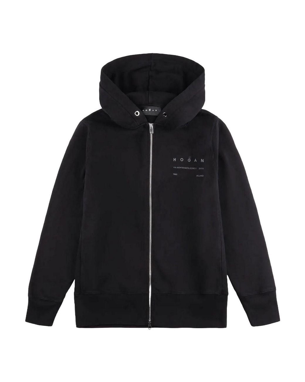Hogan Black Zipper Hoodie for men