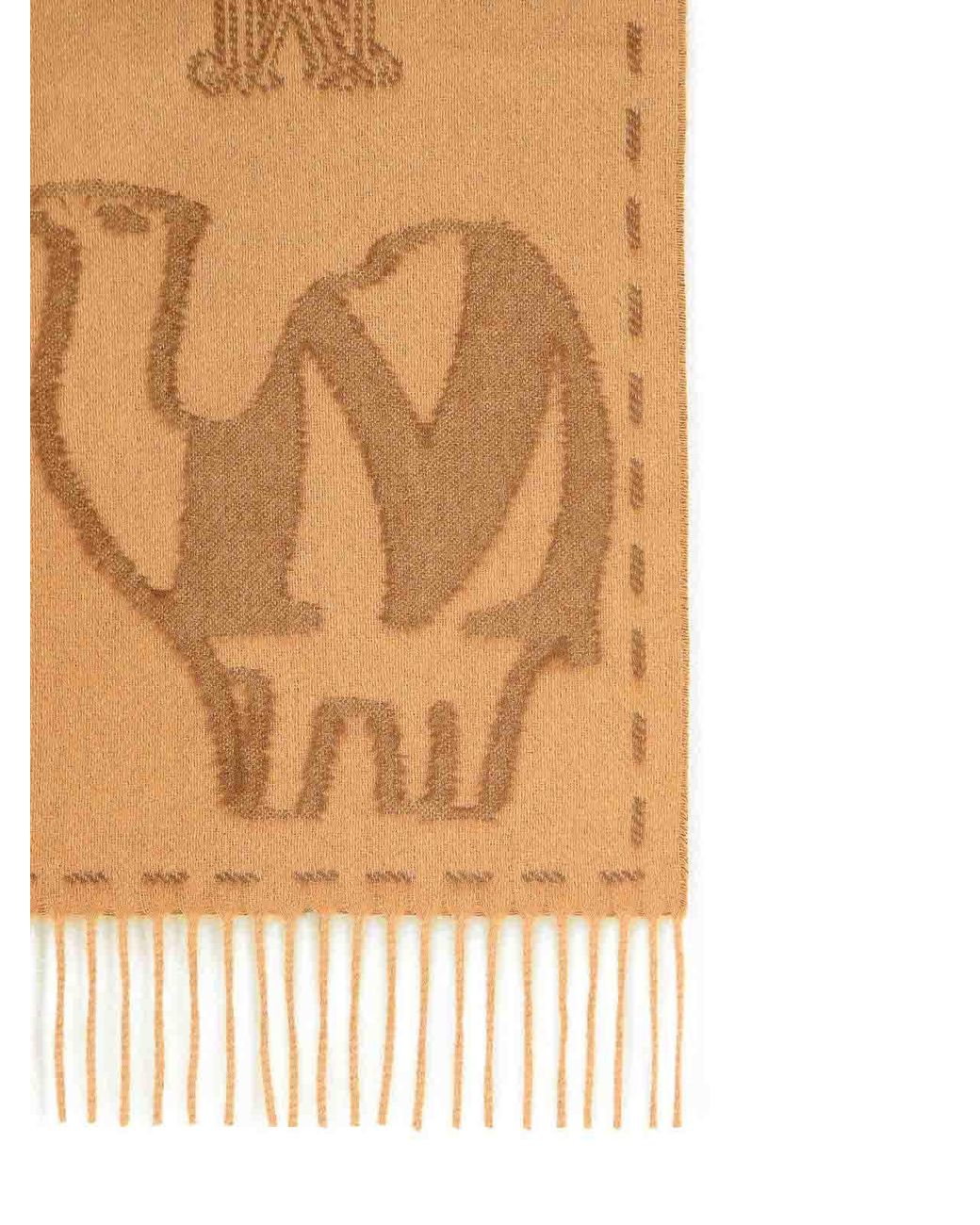 Max Mara Multicolor 'Wsteddyc' Camel Jacquard Cachemire Stole