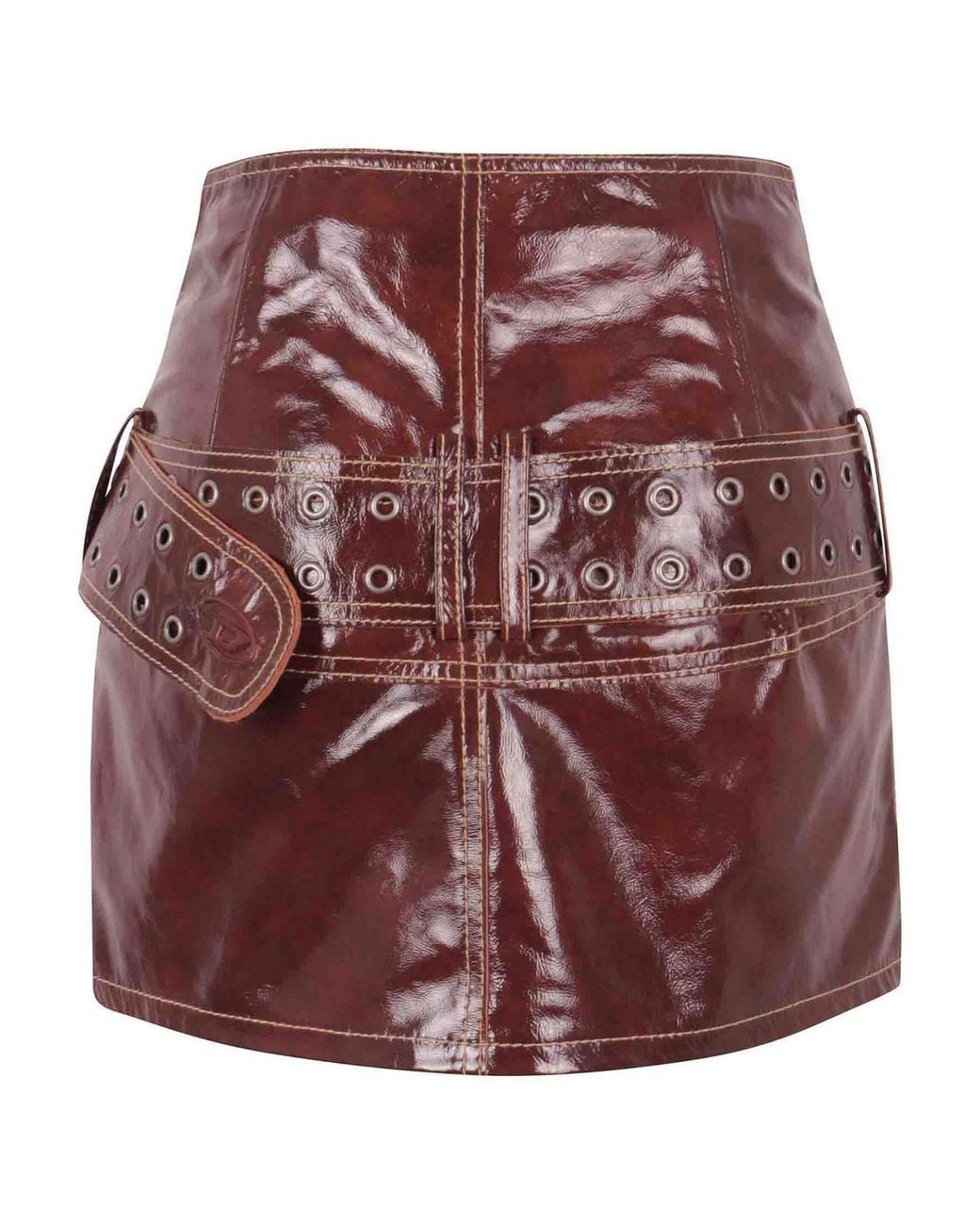 DIESEL Purple Beltless Patent Leather Mini Skirt