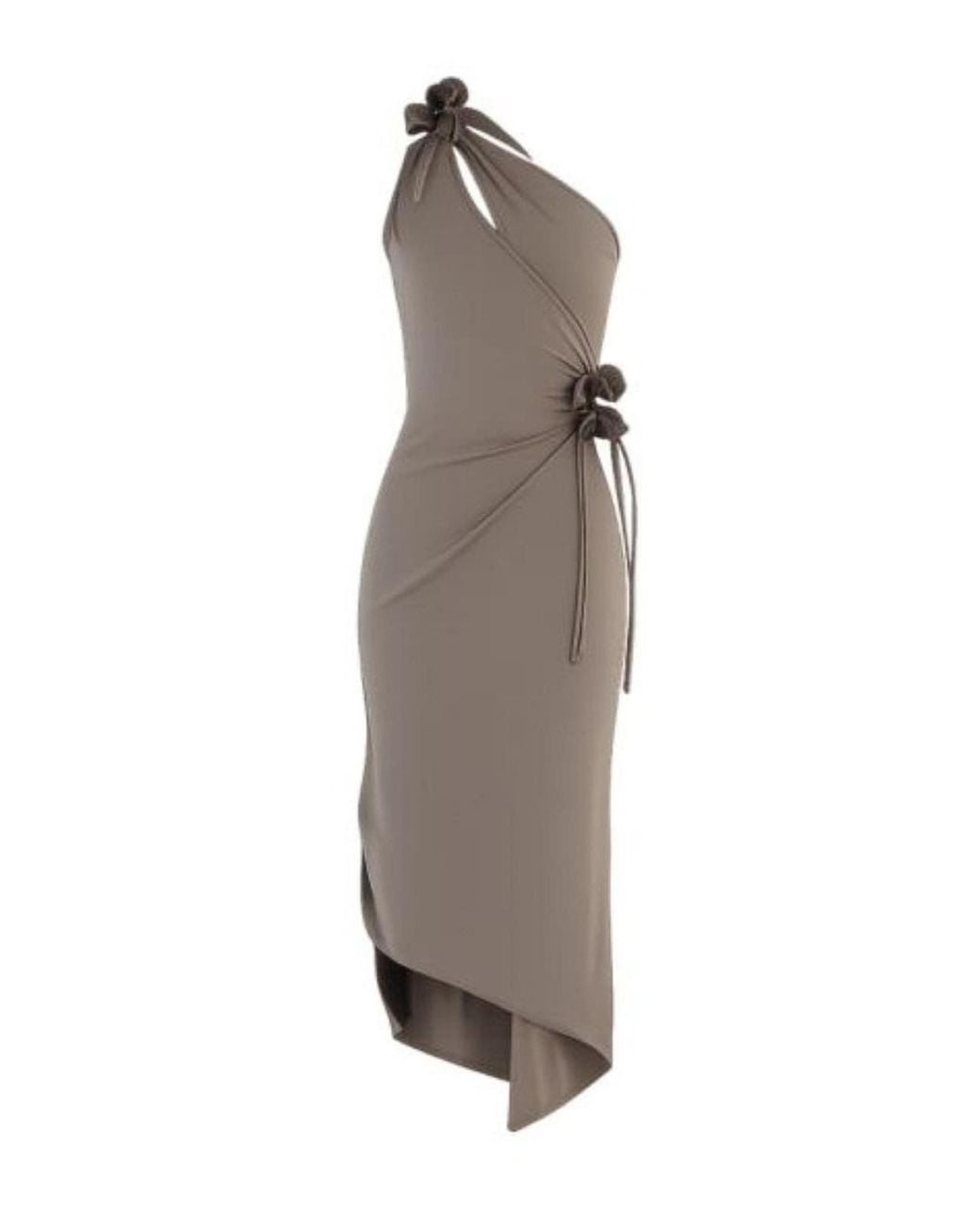 Coperni White Short Asymmetrical Flower Dress