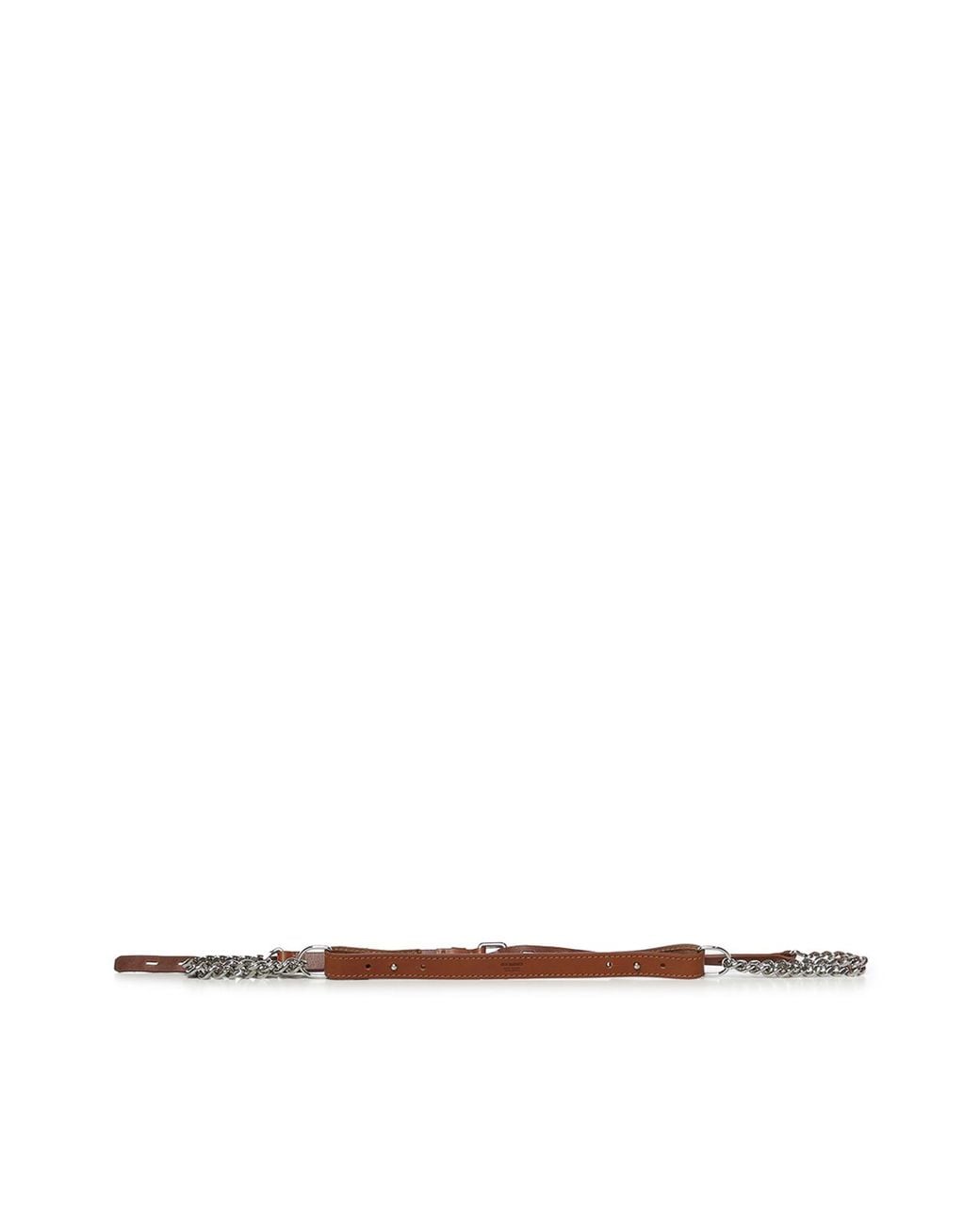 Hed Mayner White Leather Belt With Chain for men