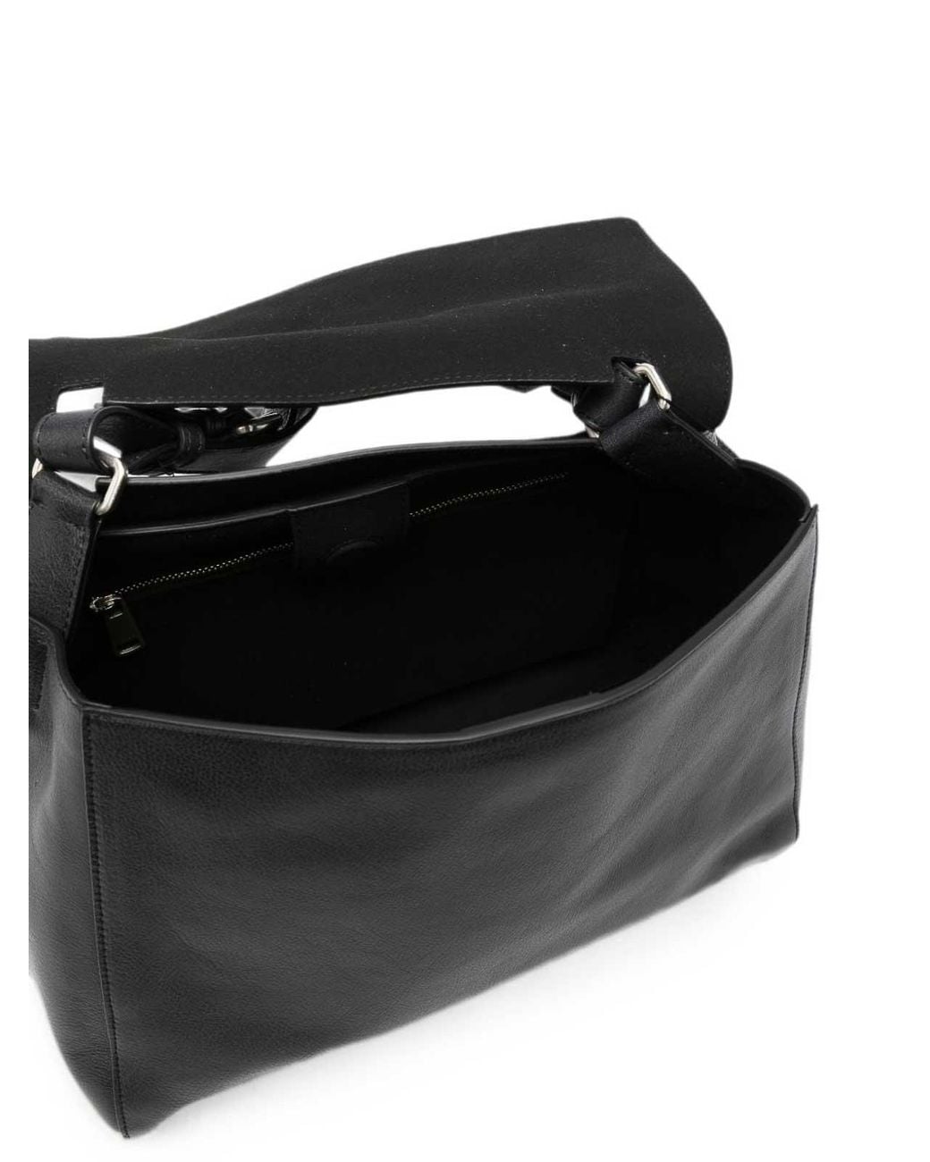 Orciani Black Sveva Lagoon Midi Leather Shoulder Bag