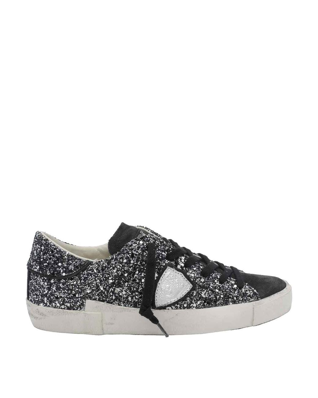 Philippe Model Gray Philippe Model Glitter Calf Leather Shoes