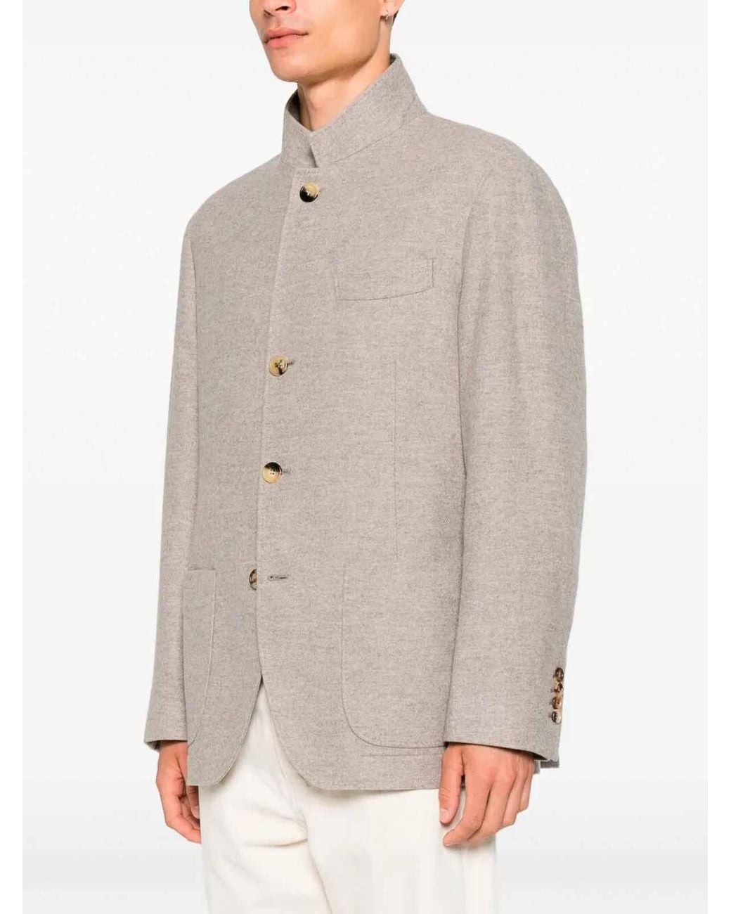 Brunello Cucinelli Brown Lightweight Cashmere Outerwear Blazer for men