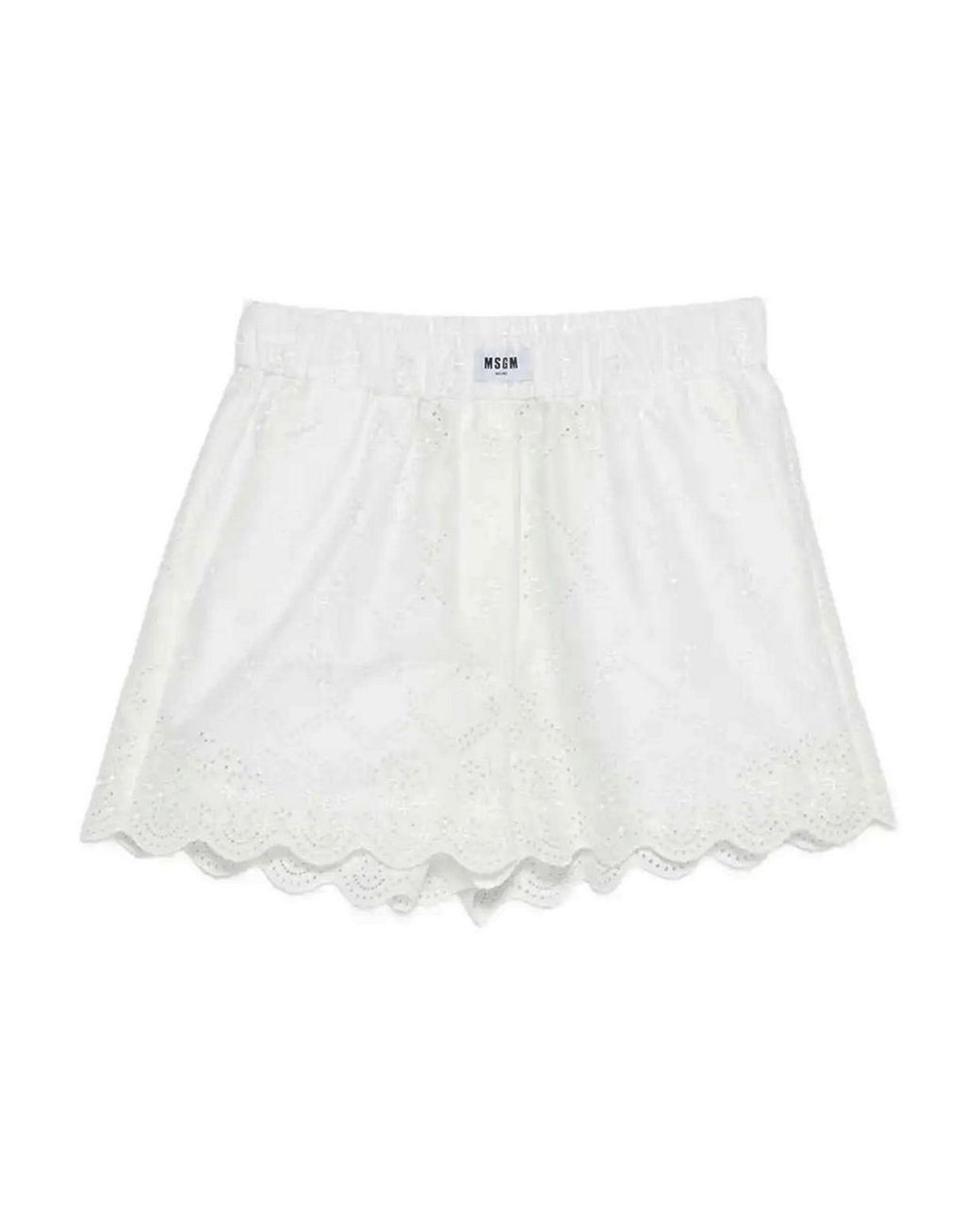 MSGM White Shorts With Sangallo Embroidery