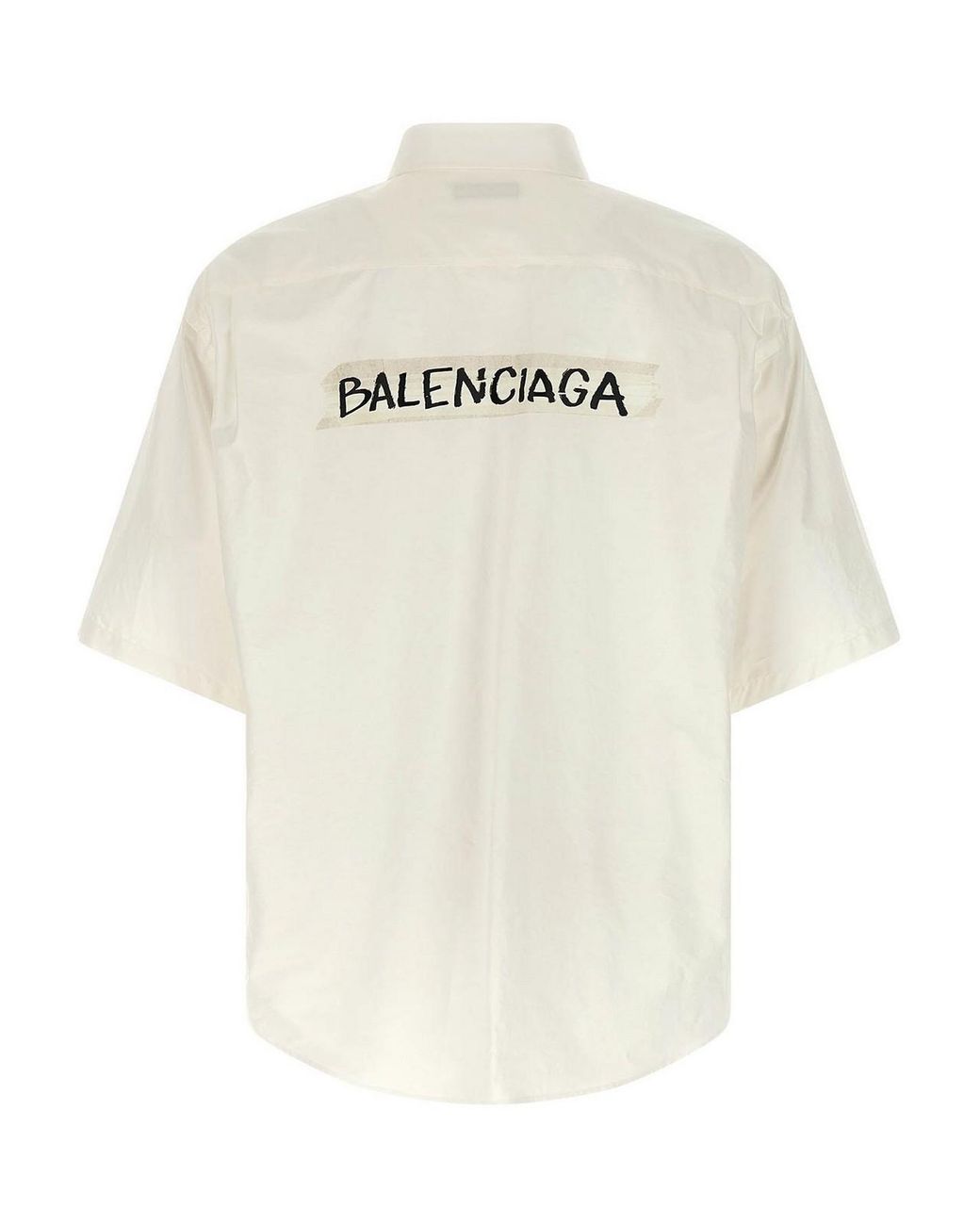 Balenciaga White Oversized Shirt With Short Sleeves for men