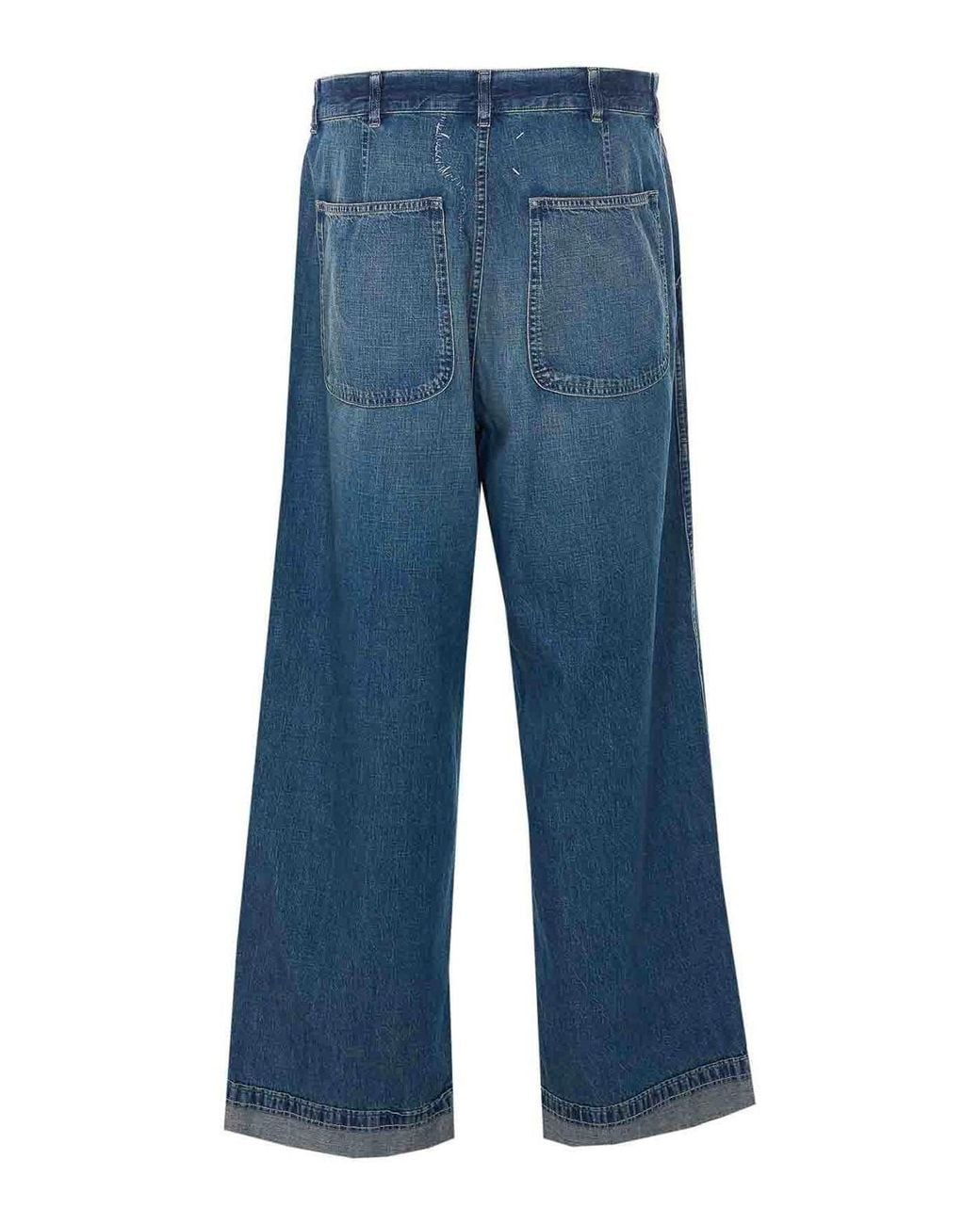 Maison Margiela Blue Wide Leg Jeans for men