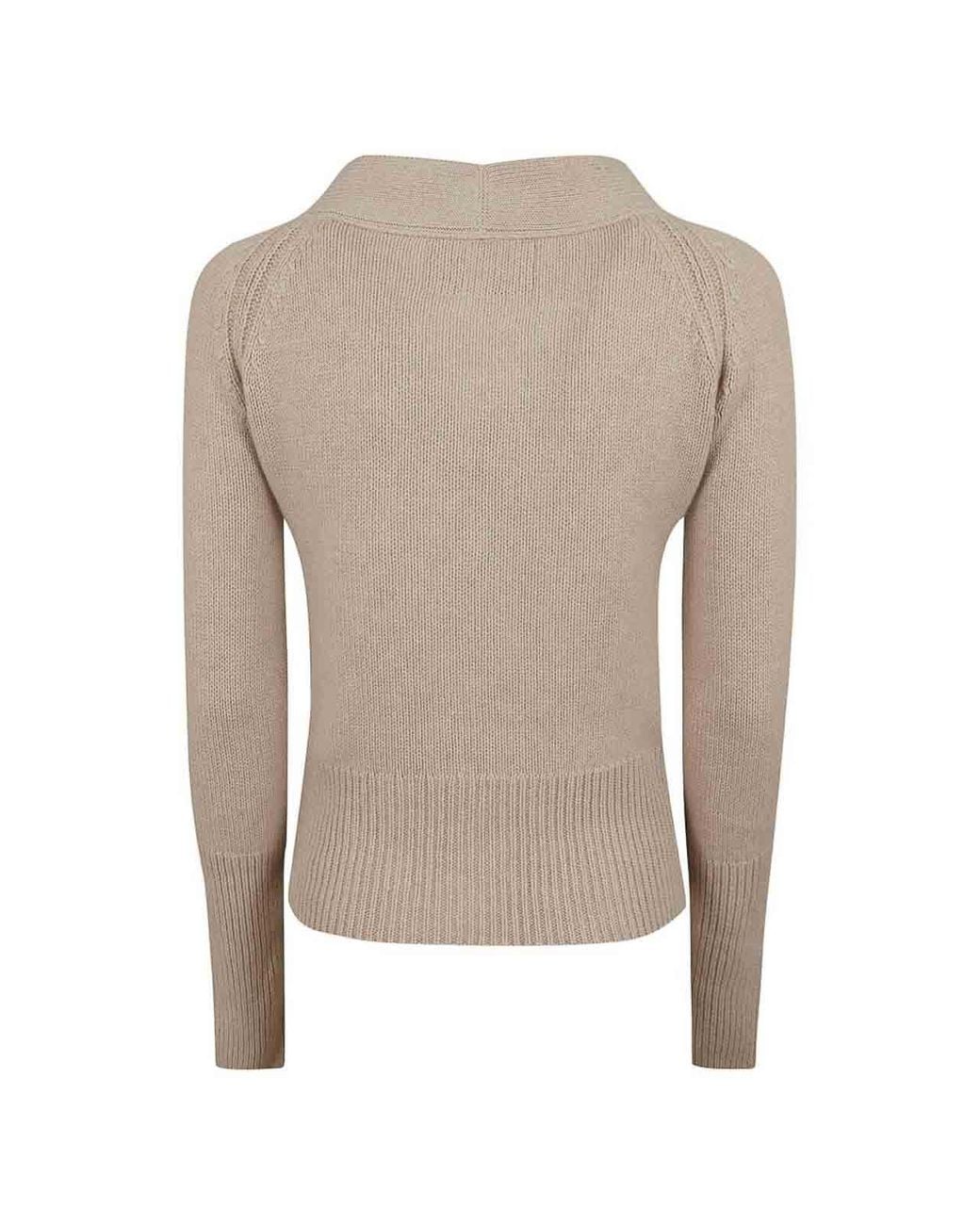 Ermanno Scervino Natural Pure Cashmere Sweater With Front Bow