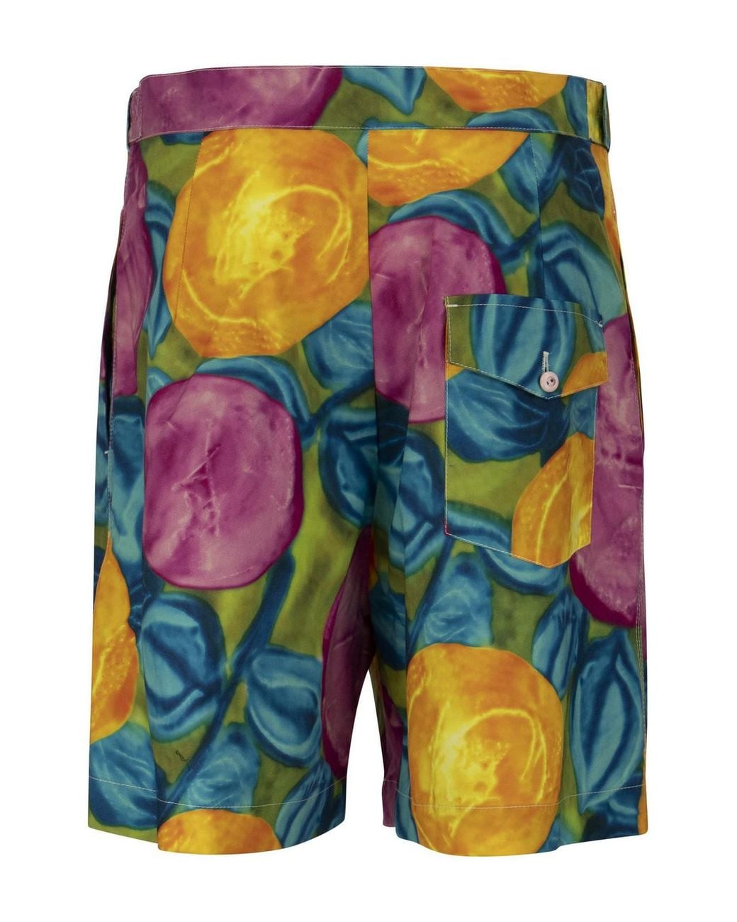 Marni Blue Floral-Print Bermuda With Belt
