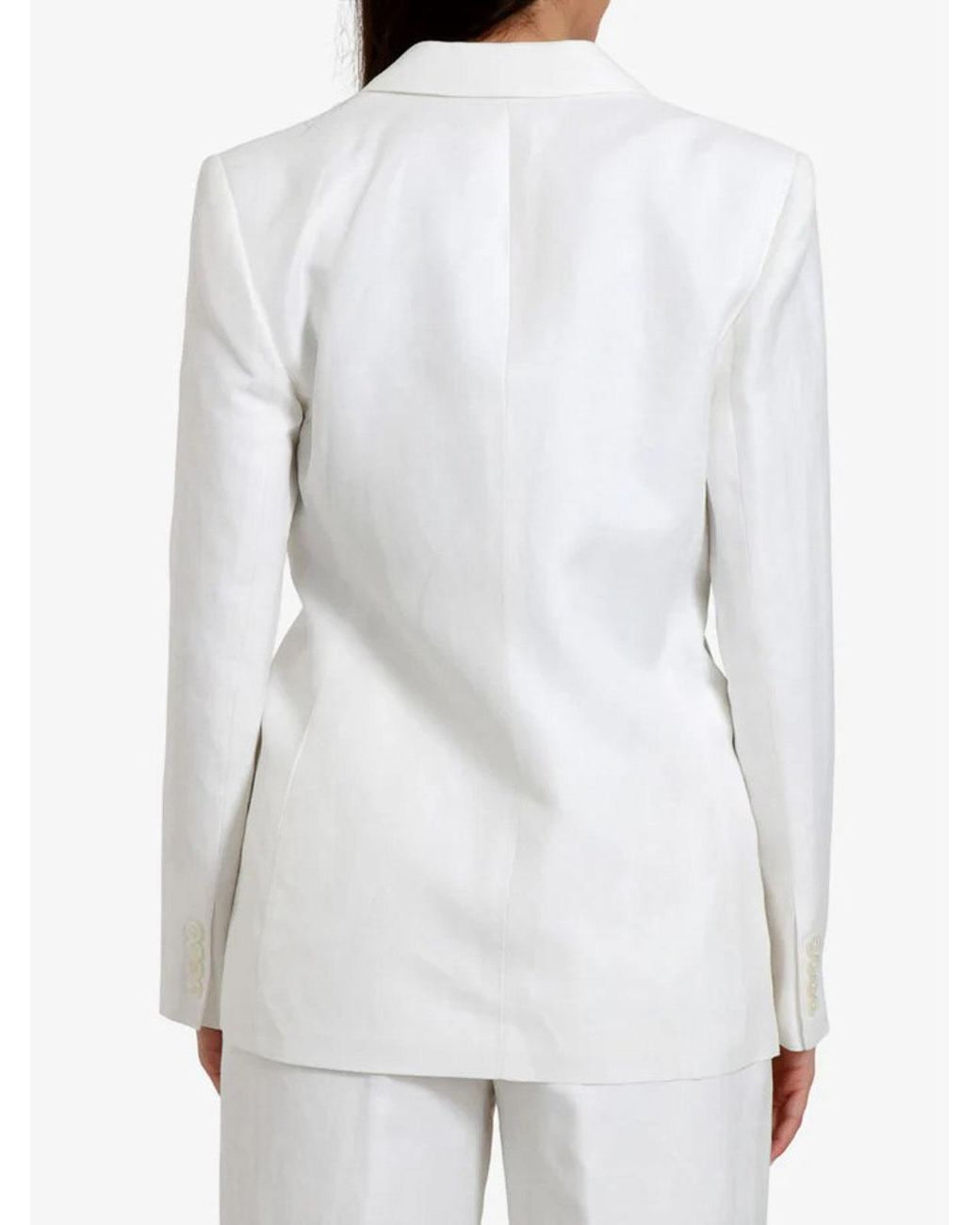 Ralph Lauren White Narain-Blazer-Lt Drapy Linen Visc