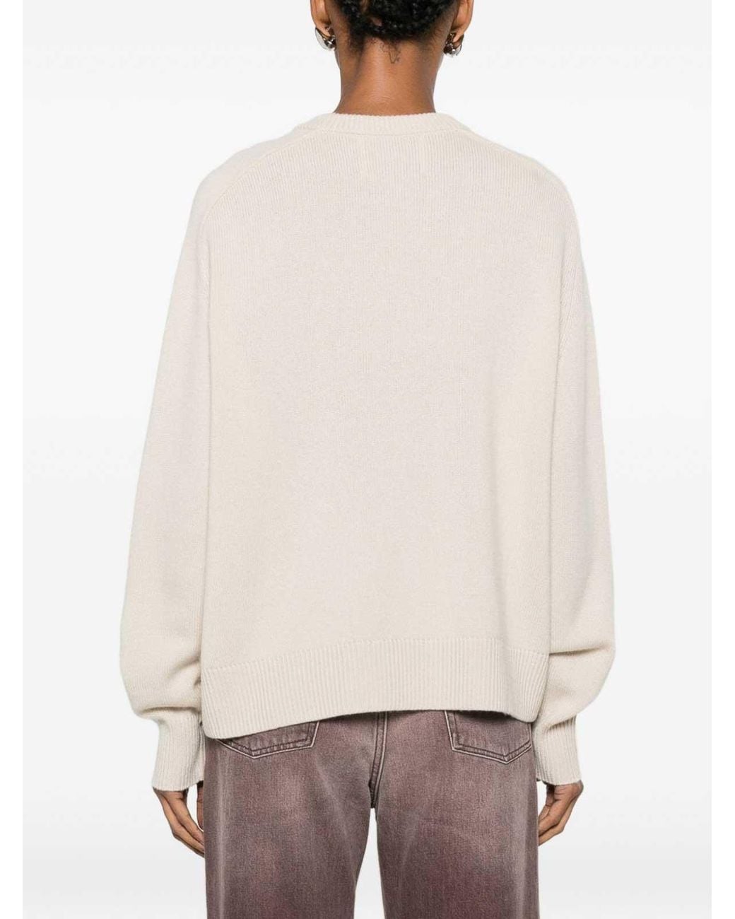 Soft Goat White Wool Crewneck Jumper