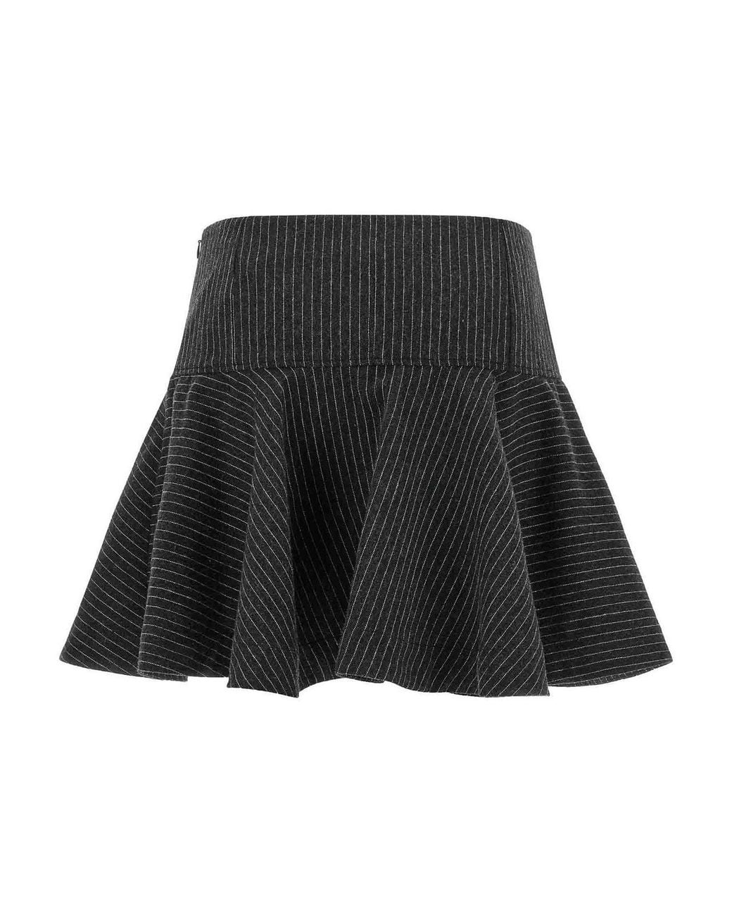 Ganni Black Pinstriped Flannel Skirt