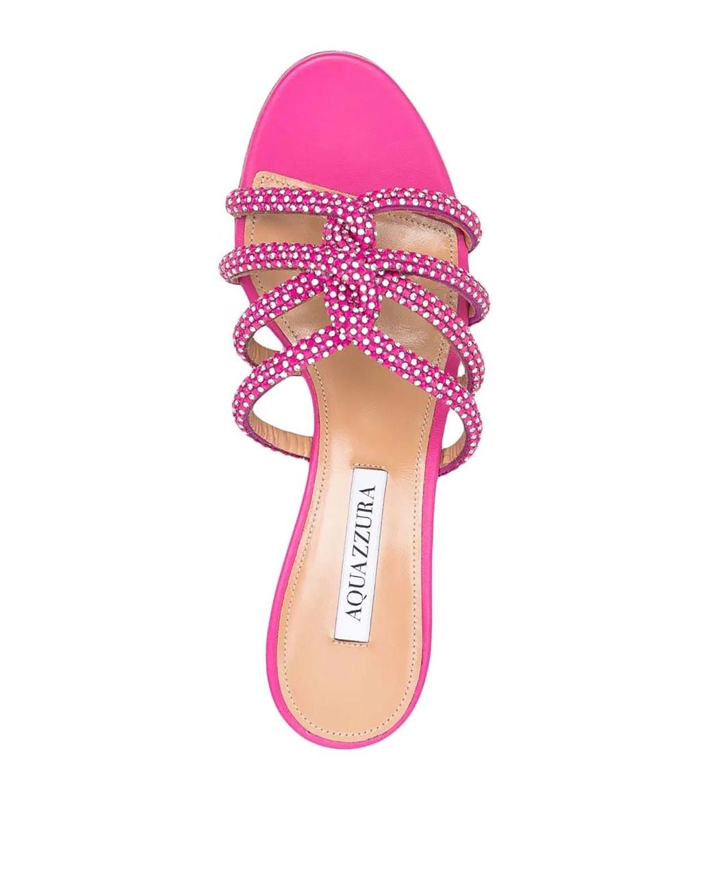 Aquazzura Pink Crystal-Embellished Fuchsia Leather Mules