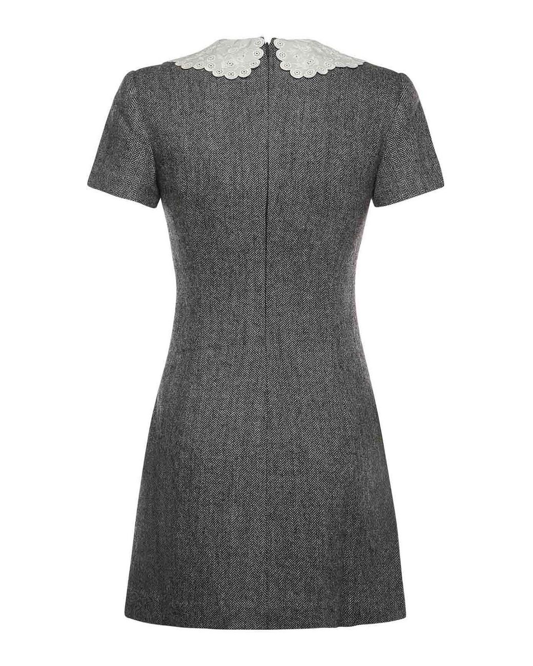 Self-Portrait Gray Wool Knit Mini Dress