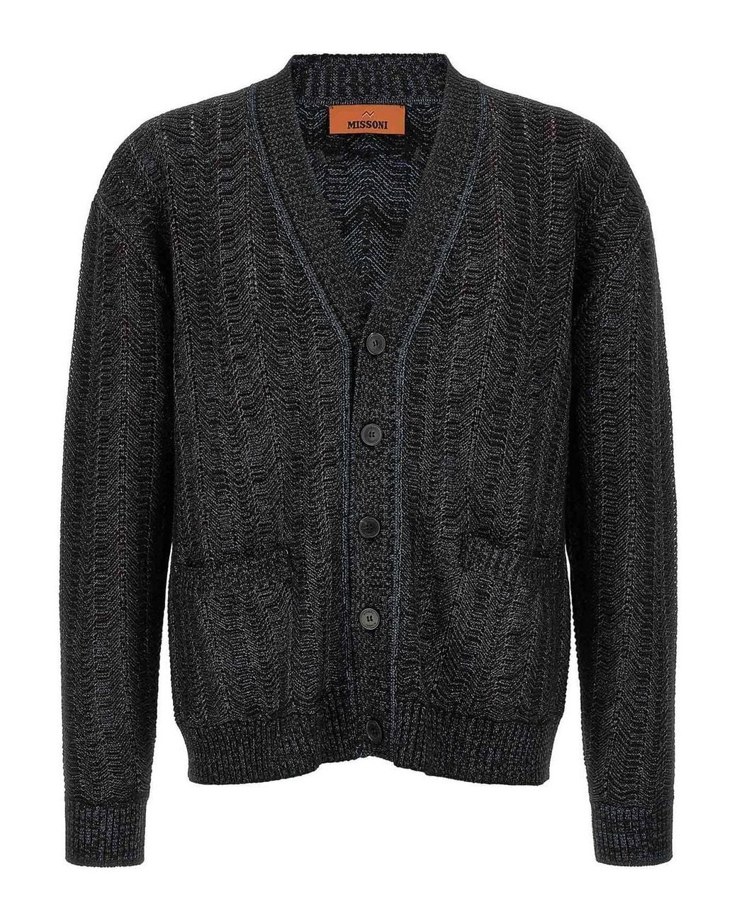 Missoni Black Greek Pattern Cardigan for men