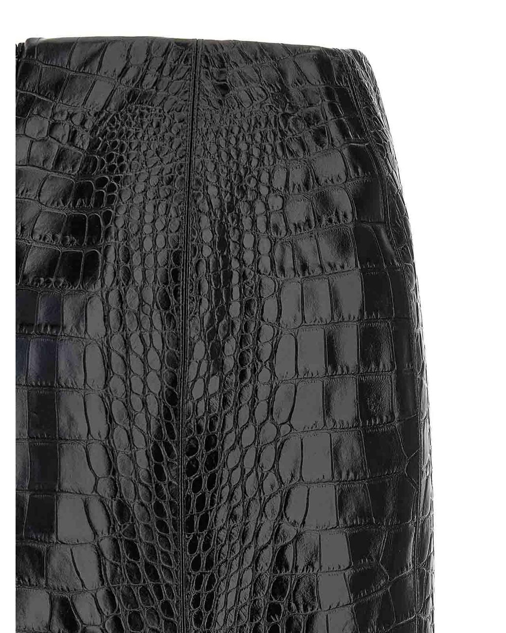 Ermanno Scervino Black Coconut Print Sheath Skirt With Lace