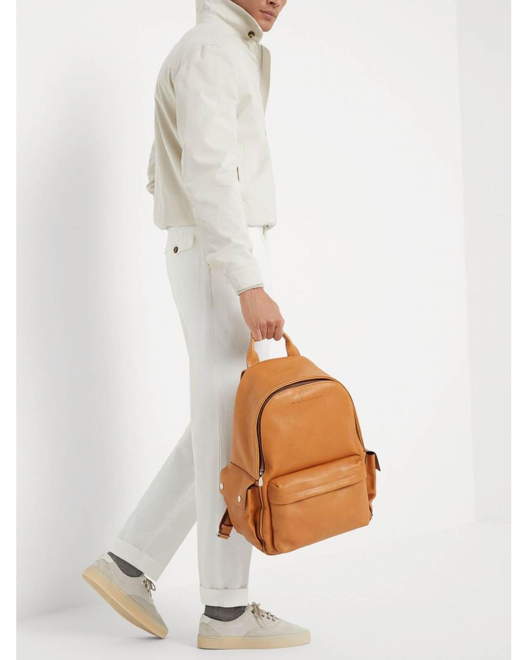 Brunello Cucinelli Brown Travel Backpack for men
