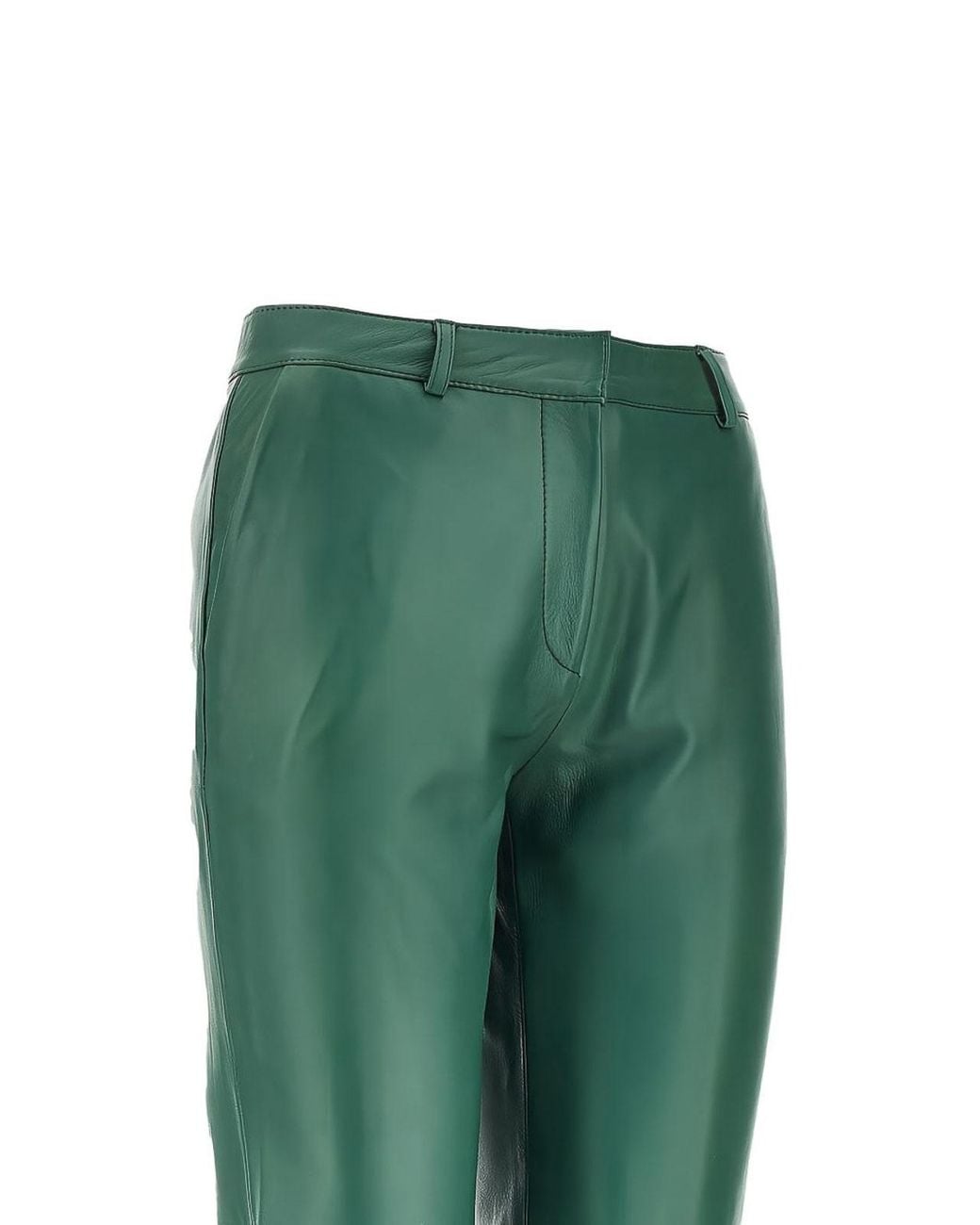Frankie Shop Green Lior Leather Capri Pants