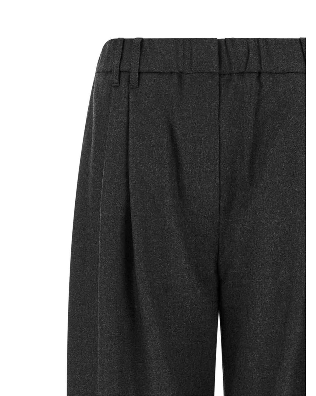 Brunello Cucinelli Black Double Pinch Trousers
