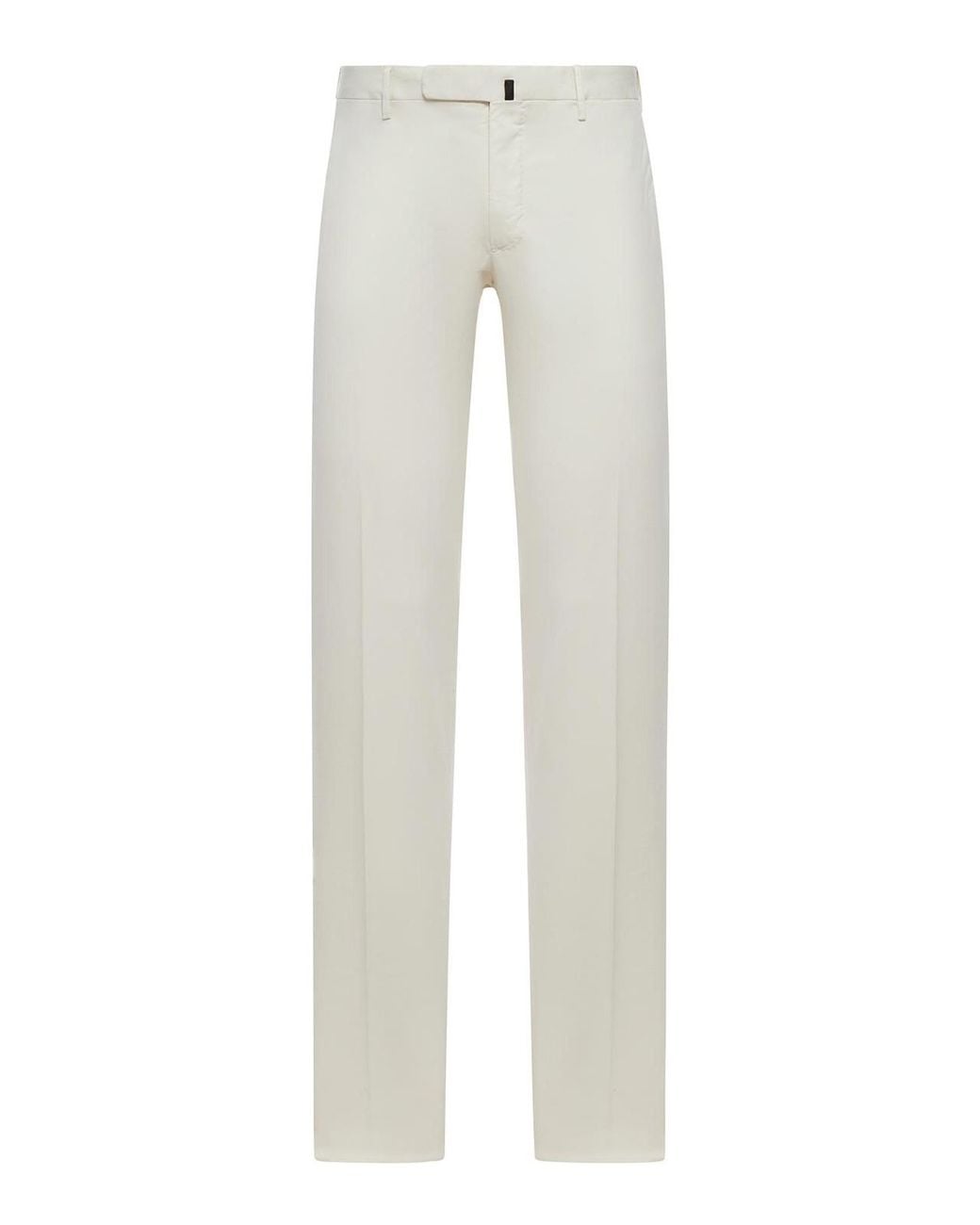 Incotex White Slim Fit Tailored Cotton Trousers for men