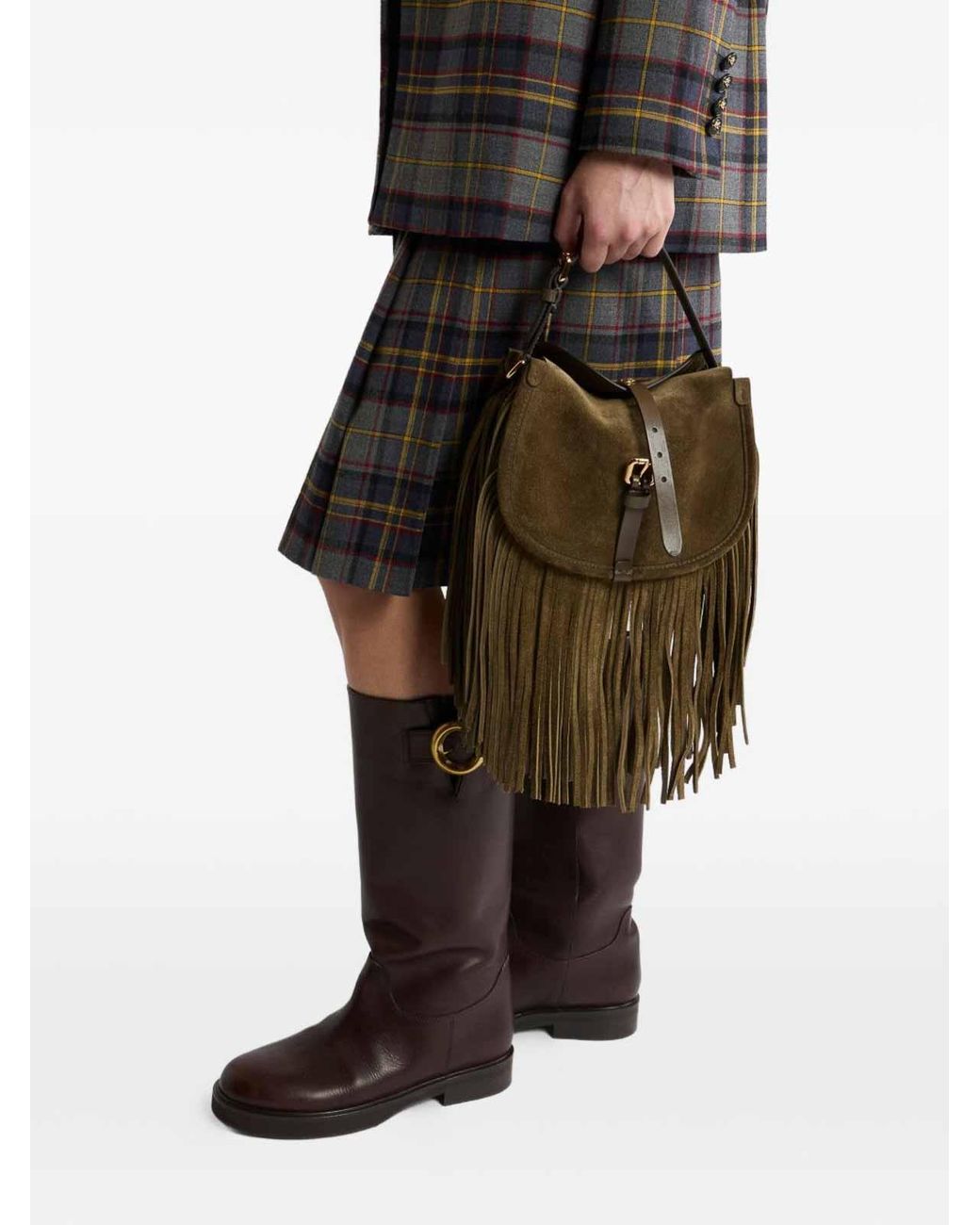 Etro Brown Pony Small Suede Shoulder Bag