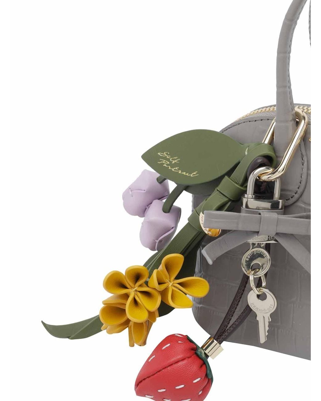 Self-Portrait Gray Crocodile Print Toast Mini Handbag