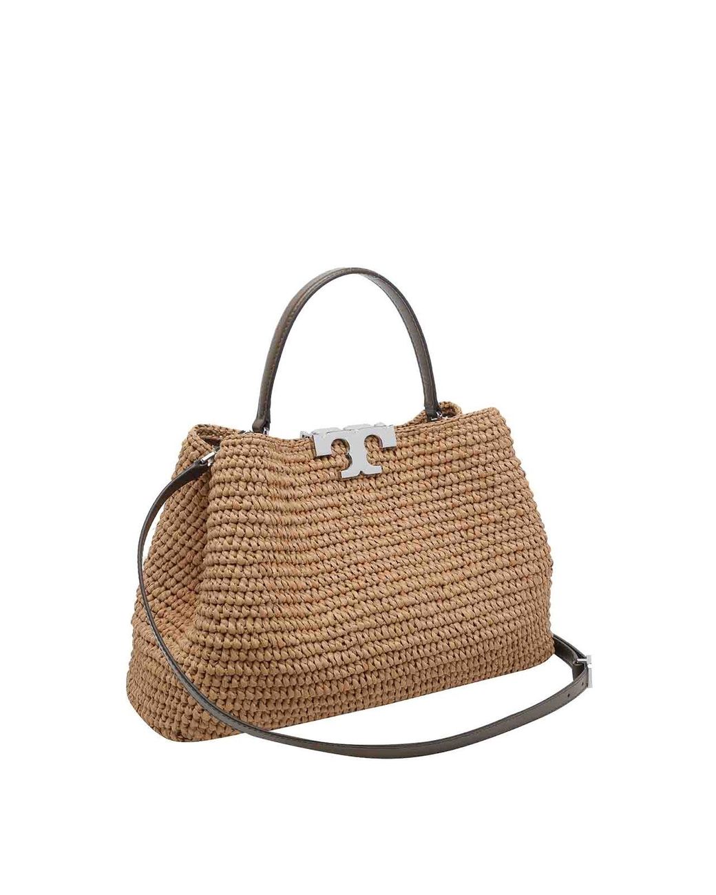 Tory Burch Brown Eleanor Straw Satchel
