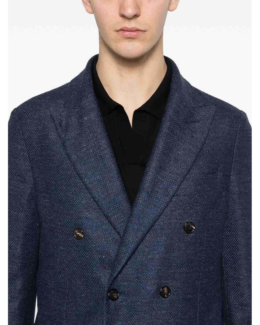 Circolo 1901 Blue Double-Breasted Wool Jacket for men
