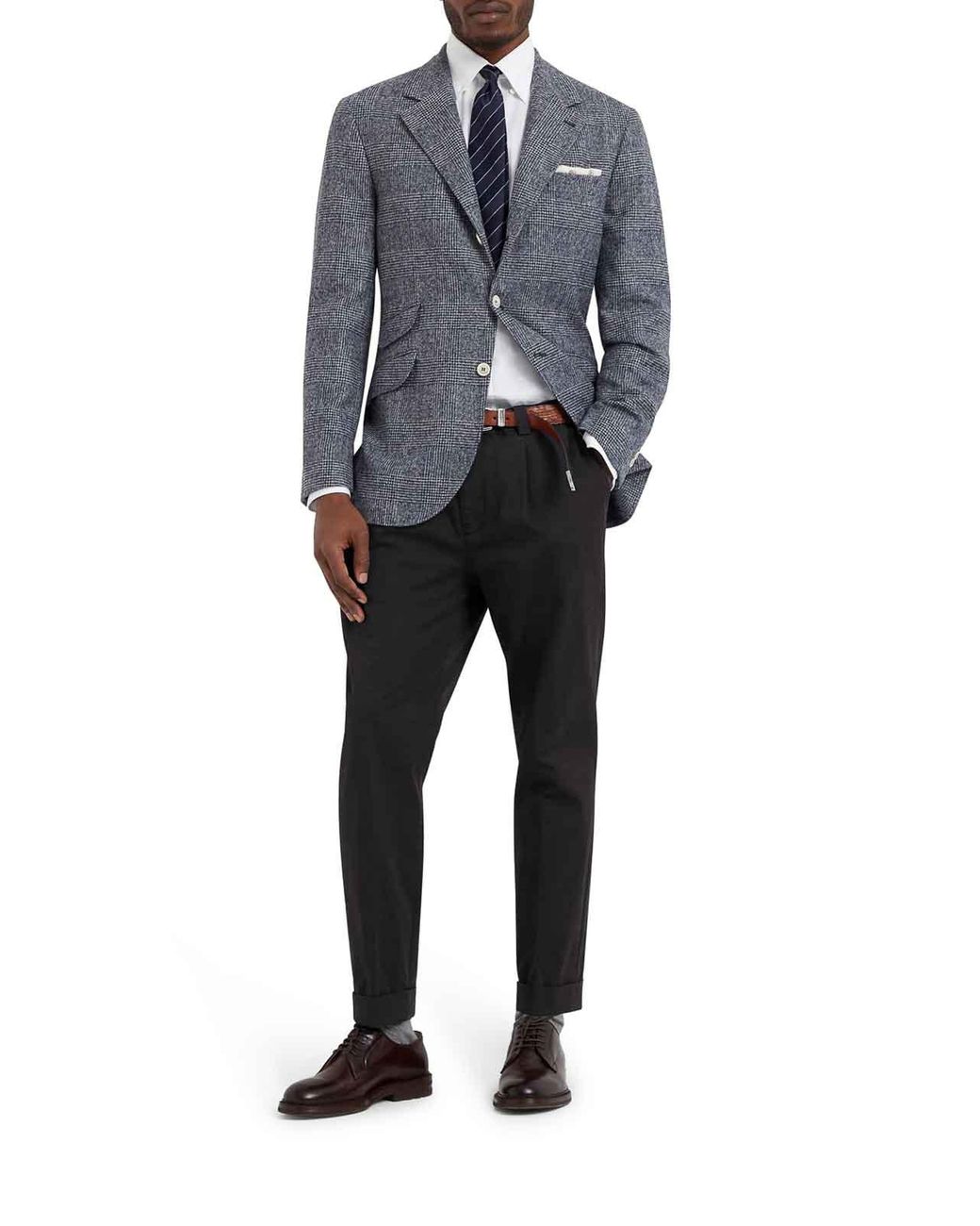 Brunello Cucinelli Black Cotton Blend Chino Pants for men