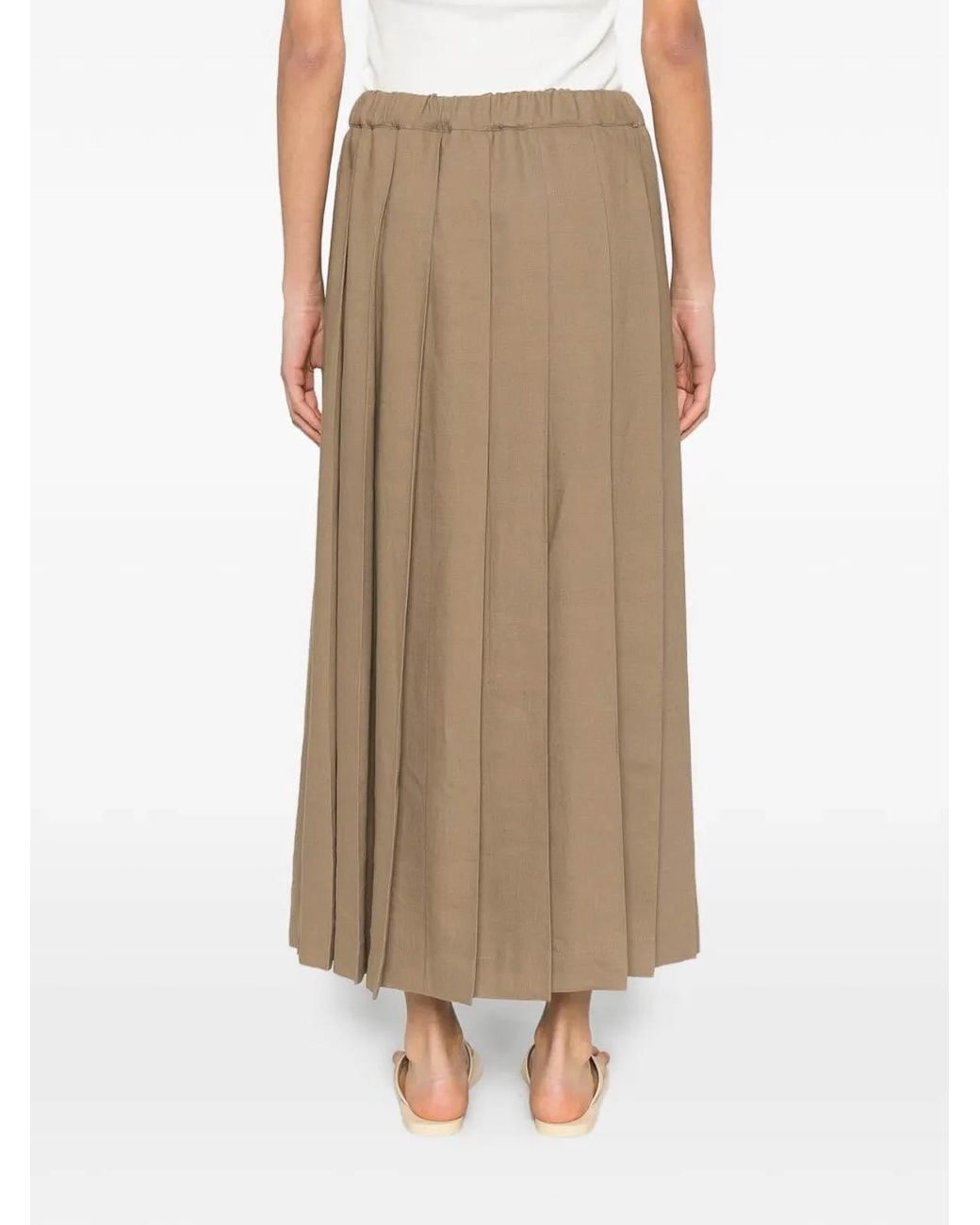 Fabiana Filippi Natural Pleated Midi Skirt