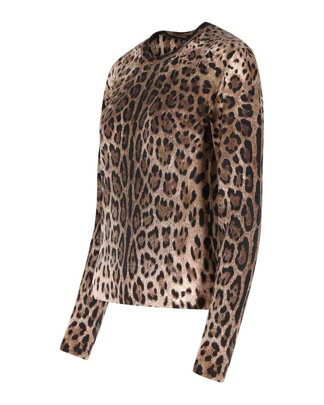 Dolce & Gabbana Brown Leopard Print Virgin Wool Sweater