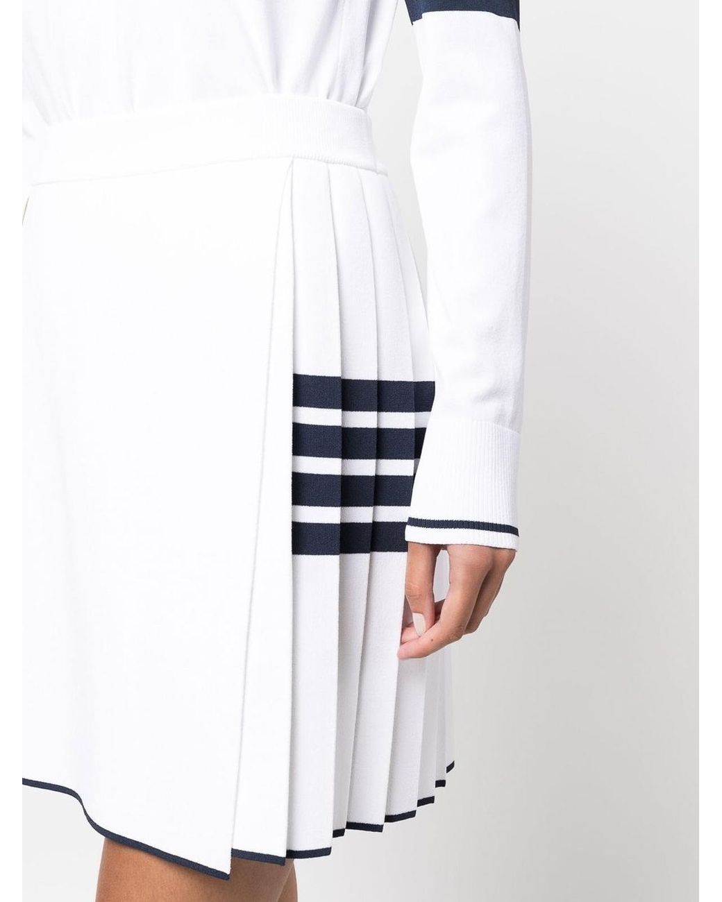 Thom Browne White 4-Bar Pleated Mini Skirt
