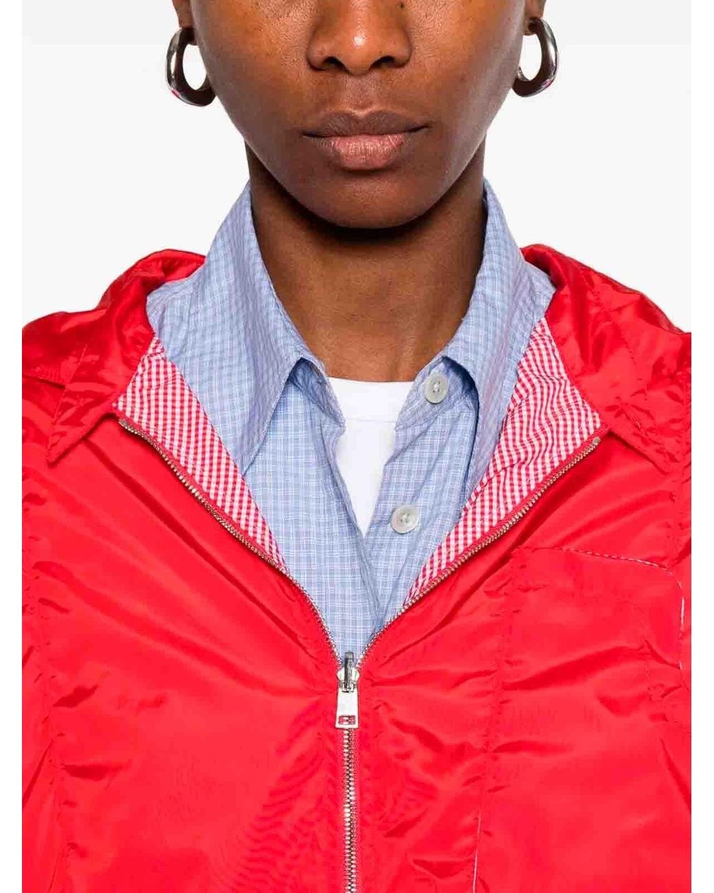 CUANTICO Red Short Nylon Reversible Jacket With Hood