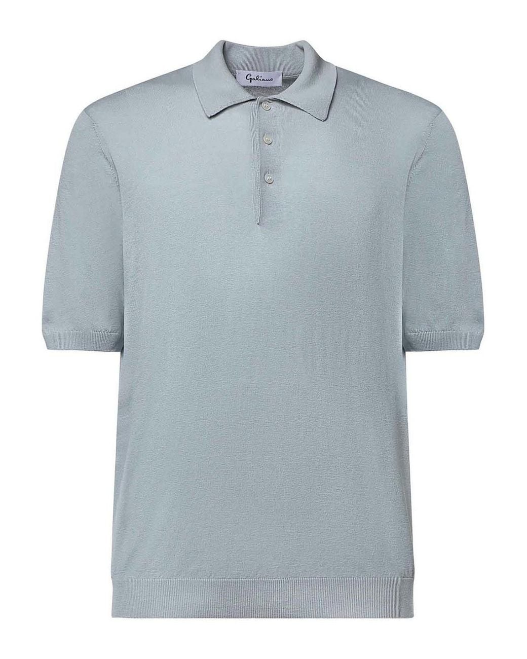 Giuliano Galiano Blue Silk Polo Shirt for men