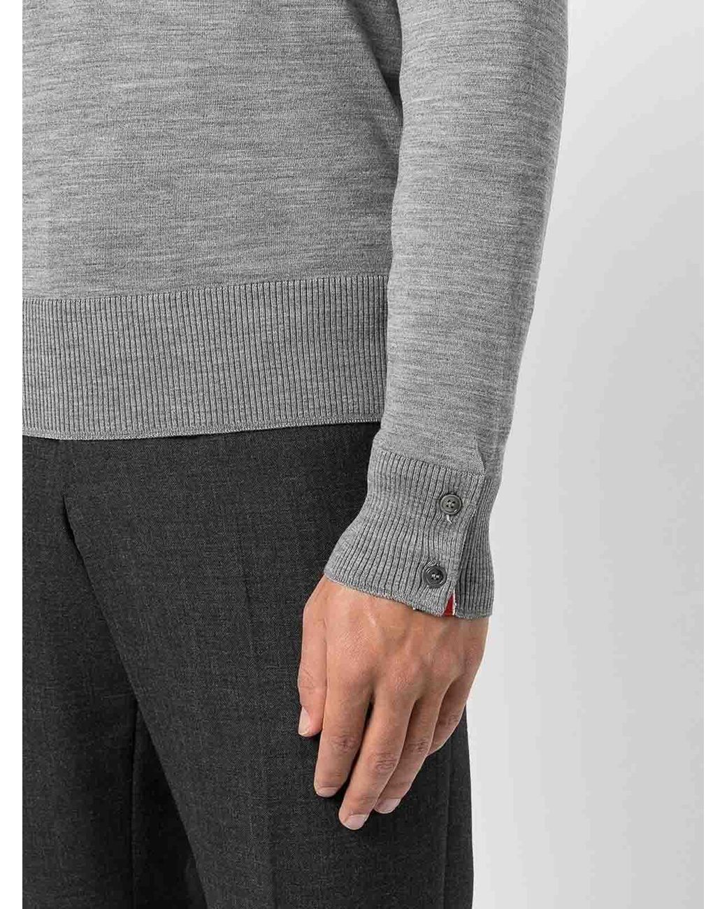 Thom Browne Gray 4Bar Wool Sweater for men