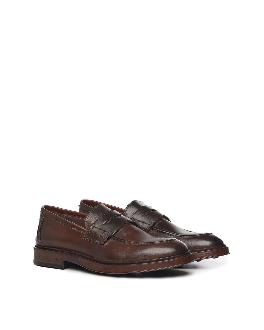 Giuliano Galiano Brown Madrid Leather Moccasins for men