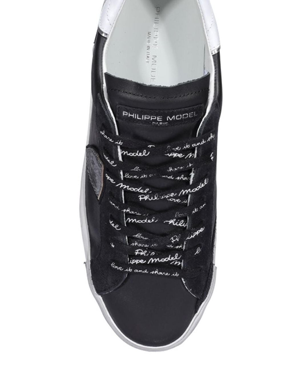 Philippe Model Black Paris X Leather Sneakers for men