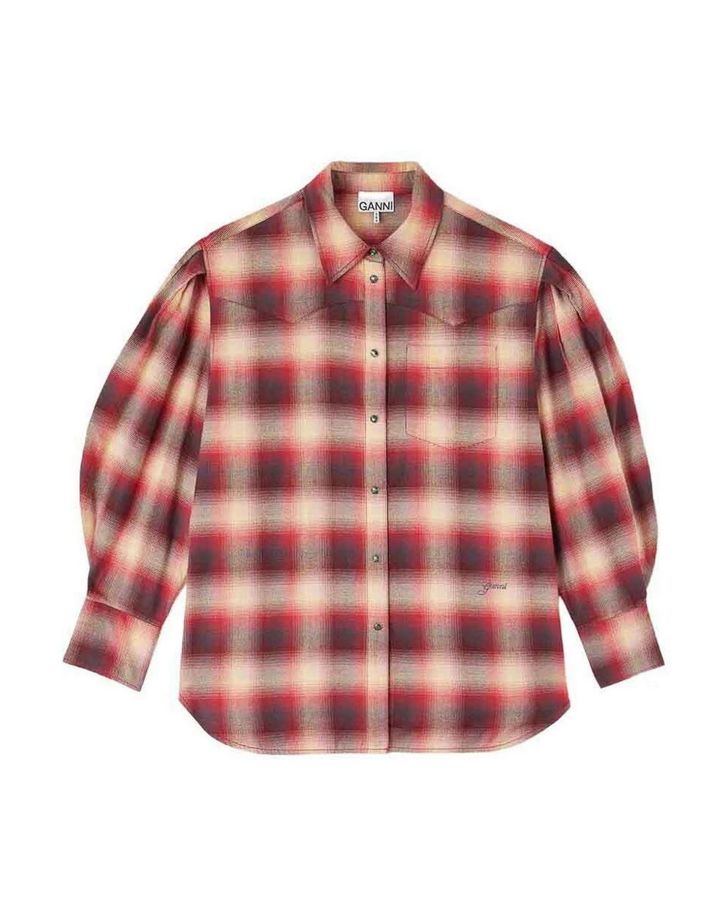 Ganni Red Flannel Check Shirt