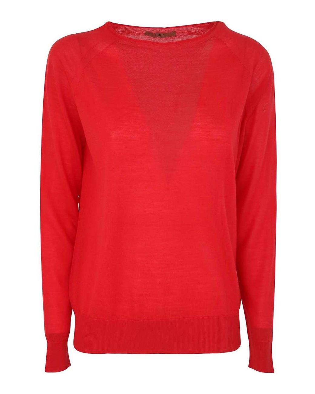 Nuur Red Boat Neck Sweater